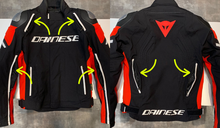 ダイネーゼ 3シーズンバイクウェア上下セット 黒/白/赤 バイク ジャケット DUHAN モーターサイクル レッド 赤 XL 3シーズン